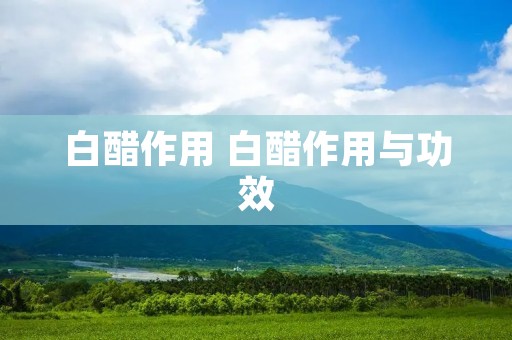 白醋作用 白醋作用与功效