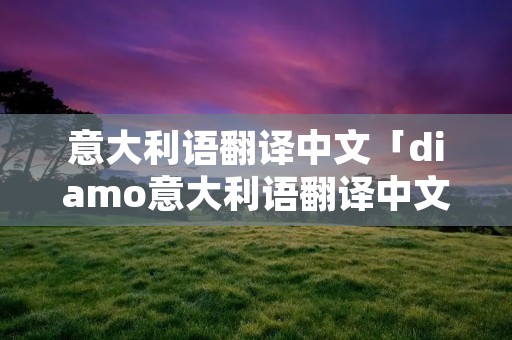 意大利语翻译中文「diamo意大利语翻译中文」