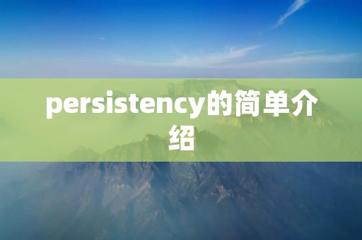 persistency的简单介绍