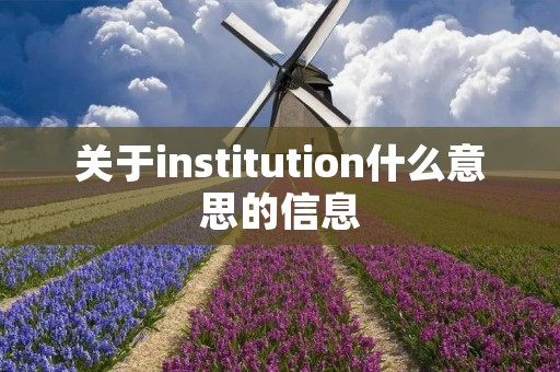 关于institution什么意思的信息
