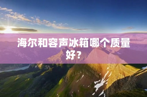 海尔和容声冰箱哪个质量好？