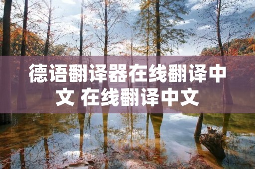 德语翻译器在线翻译中文 在线翻译中文