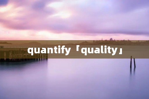 quantify「quality」