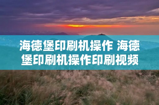 海德堡印刷机操作 海德堡印刷机操作印刷视频