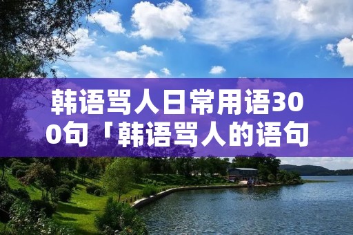 韩语骂人日常用语300句「韩语骂人的语句」