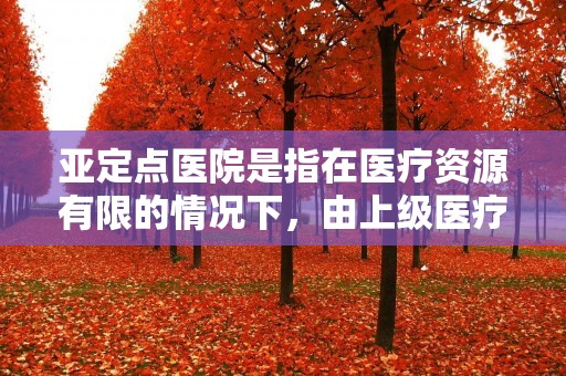 亚定点医院是指在医疗资源有限的情况下,由上级医疗机构指定的负责协助承担特定任务的医院。它是在灾害、突发公共卫生事件或其他紧急情况下,为了有效分流和管理医疗资源而设立的一种机制。