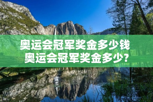 奥运会冠军奖金多少钱 奥运会冠军奖金多少?