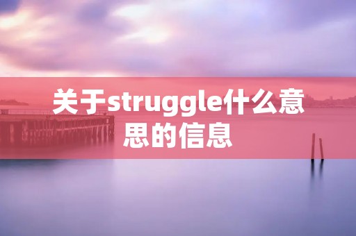 关于struggle什么意思的信息
