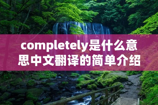 completely是什么意思中文翻译的简单介绍