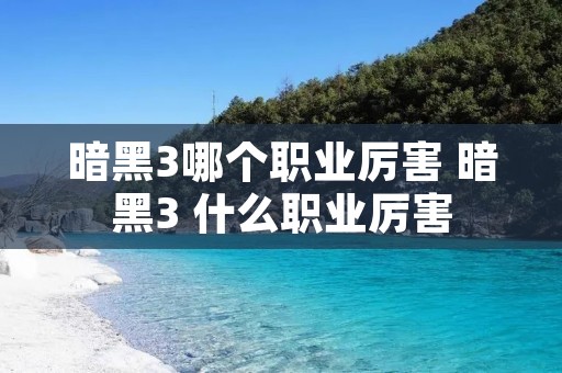 暗黑3哪个职业厉害 暗黑3 什么职业厉害 暗黑3哪个职业厉害 暗黑3 什么职业厉害