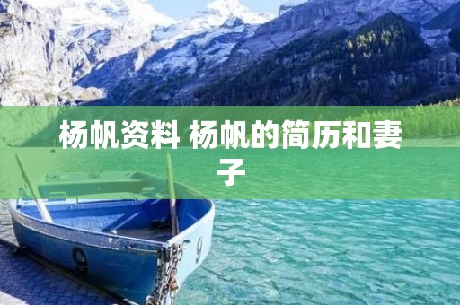 杨帆资料 杨帆的简历和妻子 杨帆资料 杨帆的简历和妻子