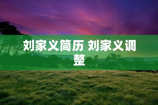 刘家义简历 刘家义调整