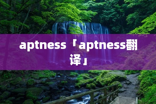 aptness「aptness翻译」