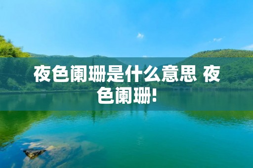 夜色阑珊是什么意思 夜色阑珊! 夜色阑珊是什么意思 夜色阑珊!