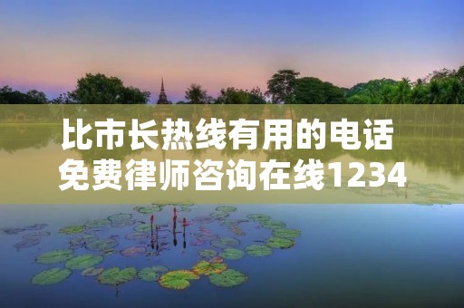 比市长热线有用的** 免费律师咨询在线12345