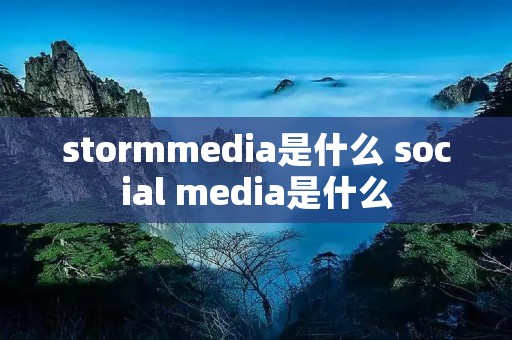 stormmedia是什么 social media是什么