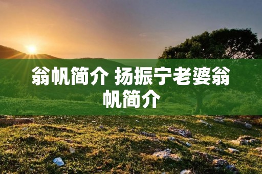翁帆简介 扬振宁老婆翁帆简介