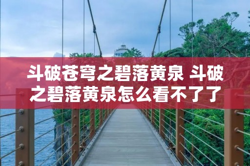斗破苍穹之碧落黄泉 斗破之碧落黄泉怎么看不了了