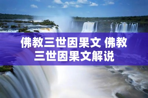 佛教三世因果文 佛教三世因果文解说