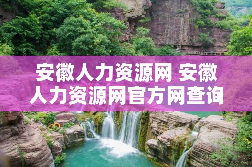 安徽人力资源网 安徽人力资源网官方网查询从业资格证