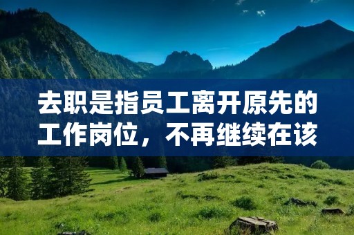 去职是指员工离开原先的工作岗位，不再继续在该公司或组织中工作的情况。一般来说，去职可以是主动的，也可以是被动的。主动的去职是指员工主动选择离开工作岗位，可能是因为个人发展需要、工作环境不适合、待遇不满意等原因。被动的去职则是指员工被公司或组织解雇、辞退或合同到期不续签等情况。