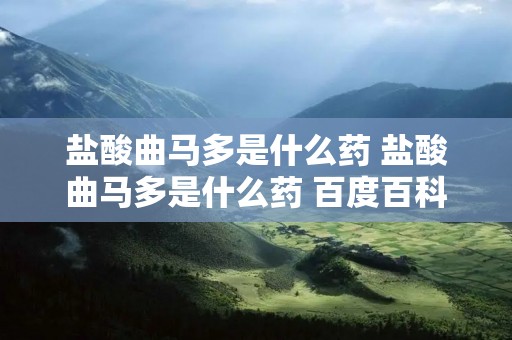 盐酸曲马多是什么药 盐酸曲马多是什么药 百度百科