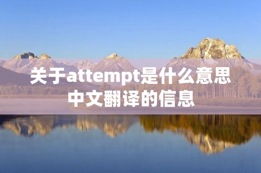 关于attempt是什么意思中文翻译的信息
