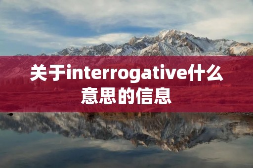 关于interrogative什么意思的信息