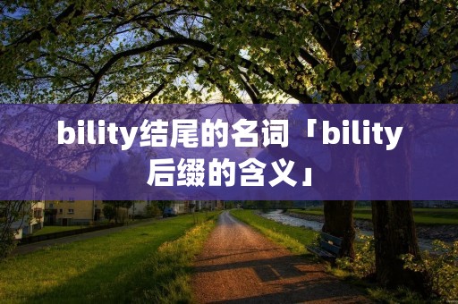 bility结尾的名词「bility后缀的含义」