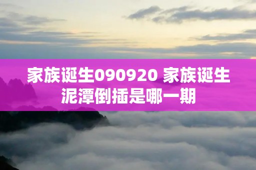 家族诞生090920 家族诞生泥潭倒插是哪一期