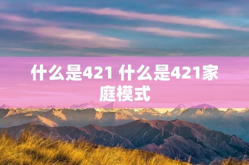 什么是421 什么是421家庭模式