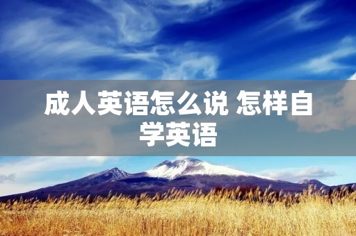成人英语怎么说 怎样自学英语