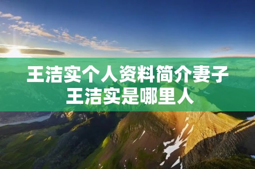 王洁实个人资料简介妻子 王洁实是哪里人 王洁实个人资料简介妻子 王洁实是哪里人