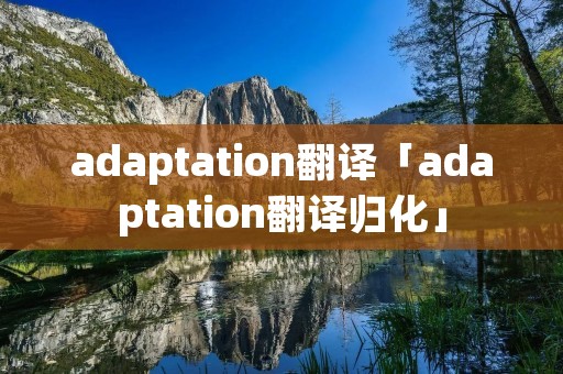adaptation翻译「adaptation翻译归化」