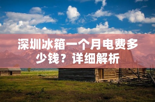 深圳冰箱一个月电费多少钱？详细解析