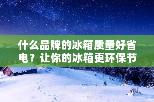 什么品牌的冰箱质量好省电?让你的冰箱更环保节能 什么品牌的冰箱质量好省电?让你的冰箱更环保节能