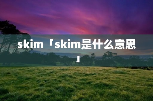 skim「skim是什么意思」
