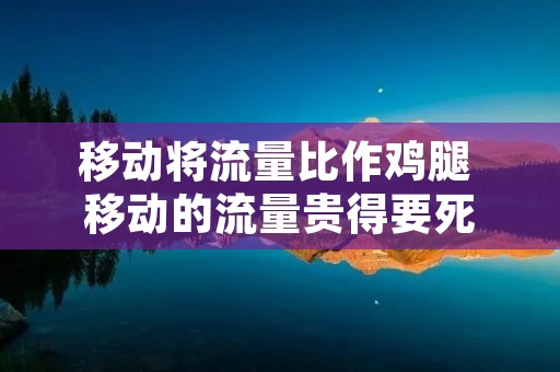 移动将流量比作鸡腿 移动的流量贵得要死