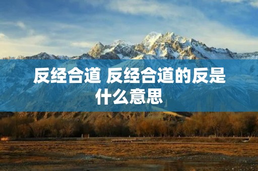反经合道 反经合道的反是什么意思