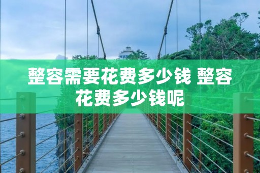 整容需要花费多少钱 整容花费多少钱呢
