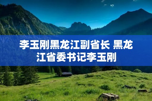 李玉刚黑龙江副省长 黑龙江省委书记李玉刚