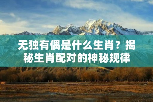 无独有偶是什么生肖？揭秘生肖配对的神秘规律