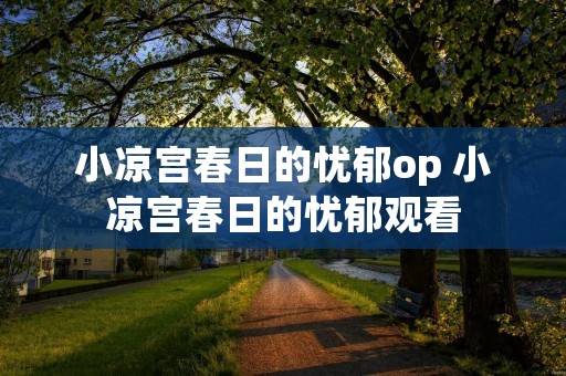小凉宫春日的忧郁op 小凉宫春日的忧郁观看