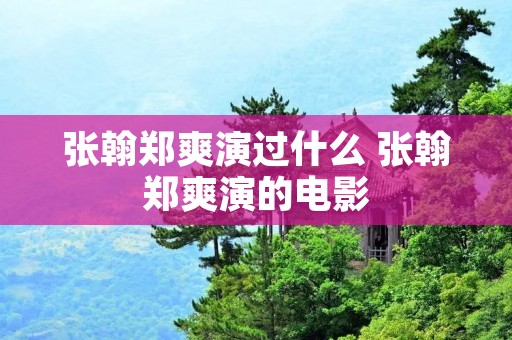 张翰郑爽演过什么 张翰郑爽演的电影