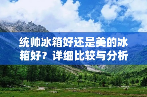 统帅冰箱好还是美的冰箱好？详细比较与分析