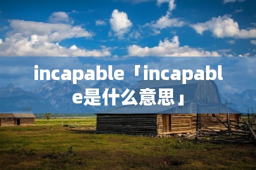 incapable「incapable是什么意思」