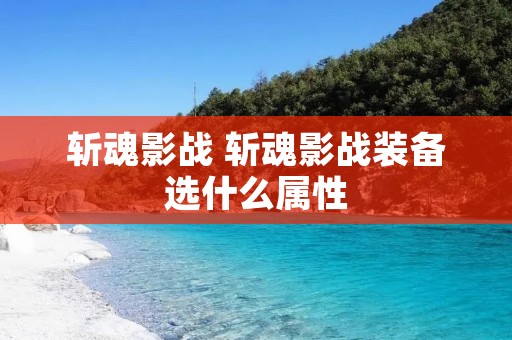 斩魂影战 斩魂影战装备选什么属性