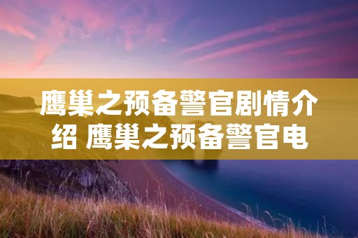 鹰巢之预备警官剧情介绍 鹰巢之预备警官电视剧演员表
