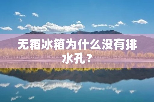 无霜冰箱为什么没有排水孔? 无霜冰箱为什么没有排水孔?