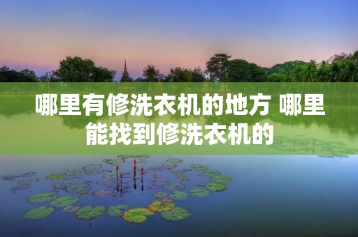 哪里有修洗衣机的地方 哪里能找到修洗衣机的